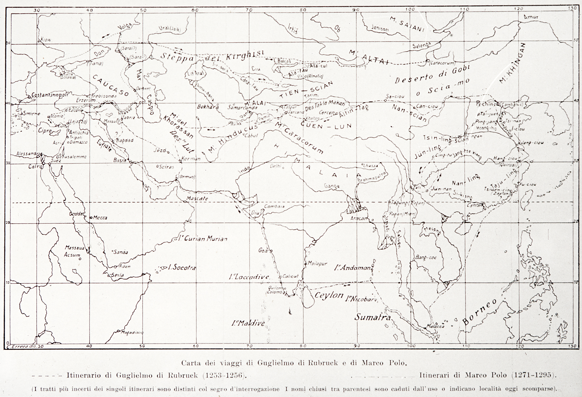 Karte der Reisen des Marco Polo (Glasdia)